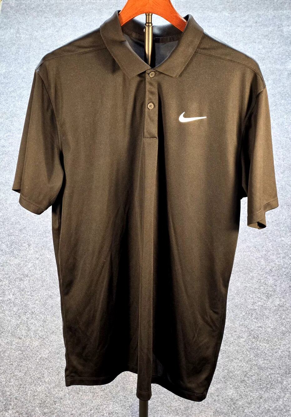 Nike Golf Polo Men's Large Blak Dri-FIT Victory Solid Short Sleeve Shirt